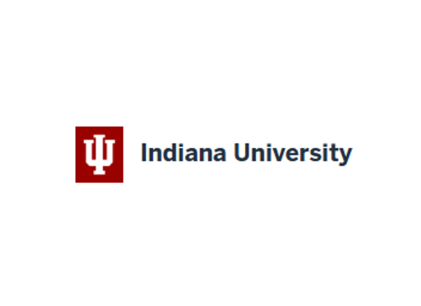 Indiana University logo featuring the initials "IU" in red and the university name in blue.