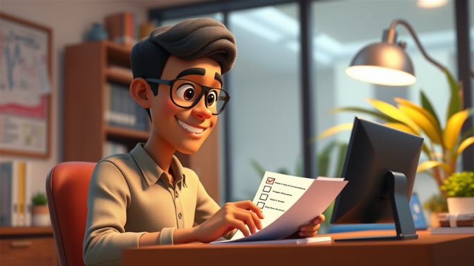 An ID looking at a checklist